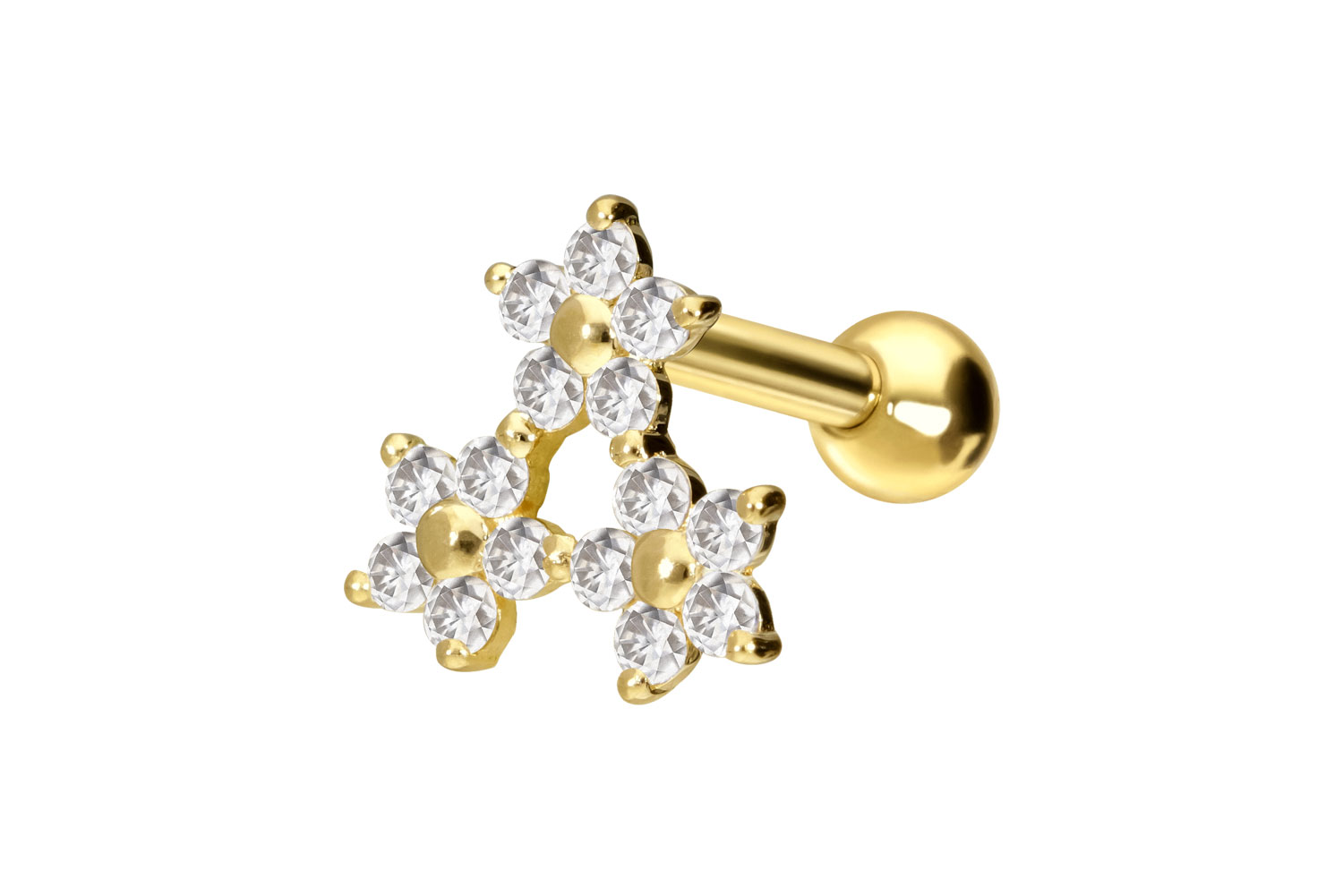 14/18 Karat Gold Ohrpiercing 3 MOISSANIT-BLUMEN